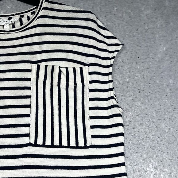Apiece Apart Top Womens Size XS White Blue Striped Pocket Tunic 100% Cotton - Picture 3 of 13